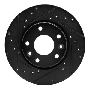 Nissan Sentra Brake Rotor (1) - Front Left - R1 Concepts - Drilled & Slotted - Black - `20-`25